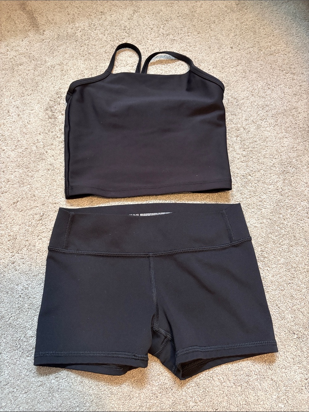 all in motion Black Women's Bike Shorts and Crop Tank Set